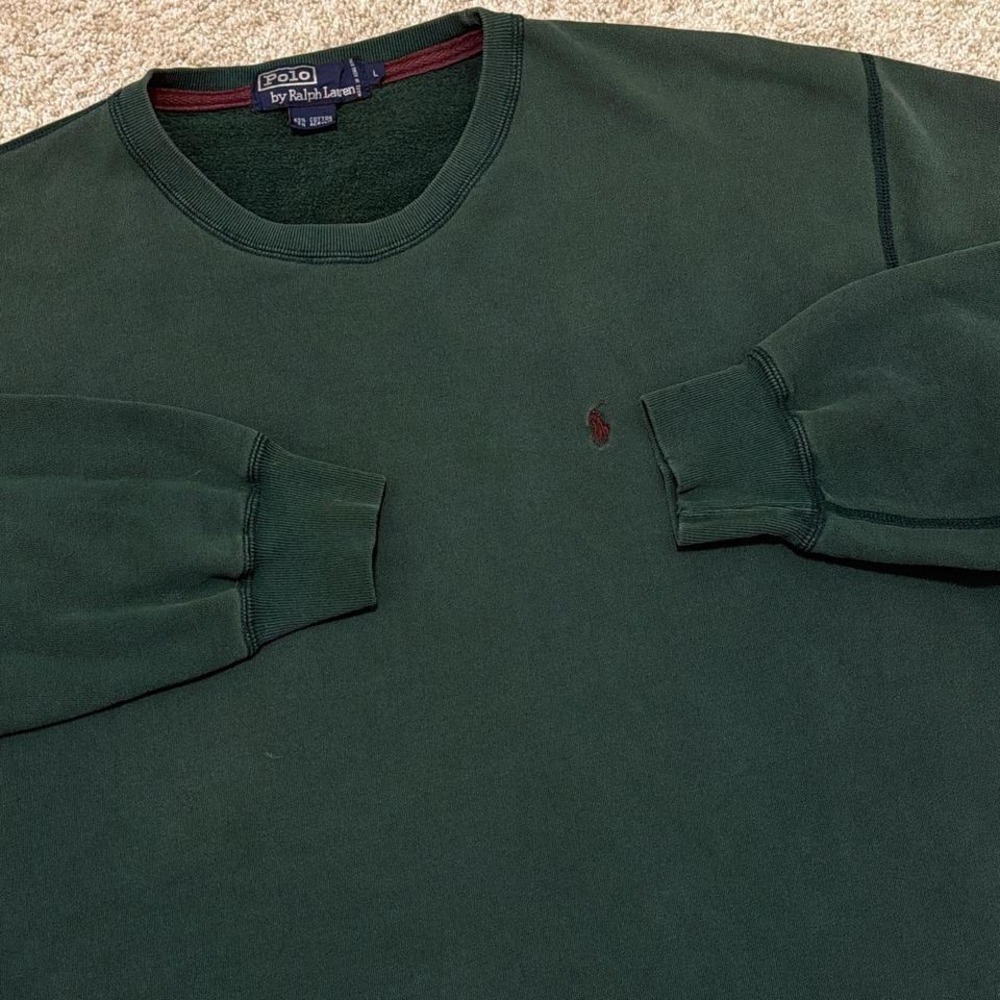 Polo‎ Ralph Lauren Forest Green Cropped Sweatshirt | Boxy Minimal Crewneck
